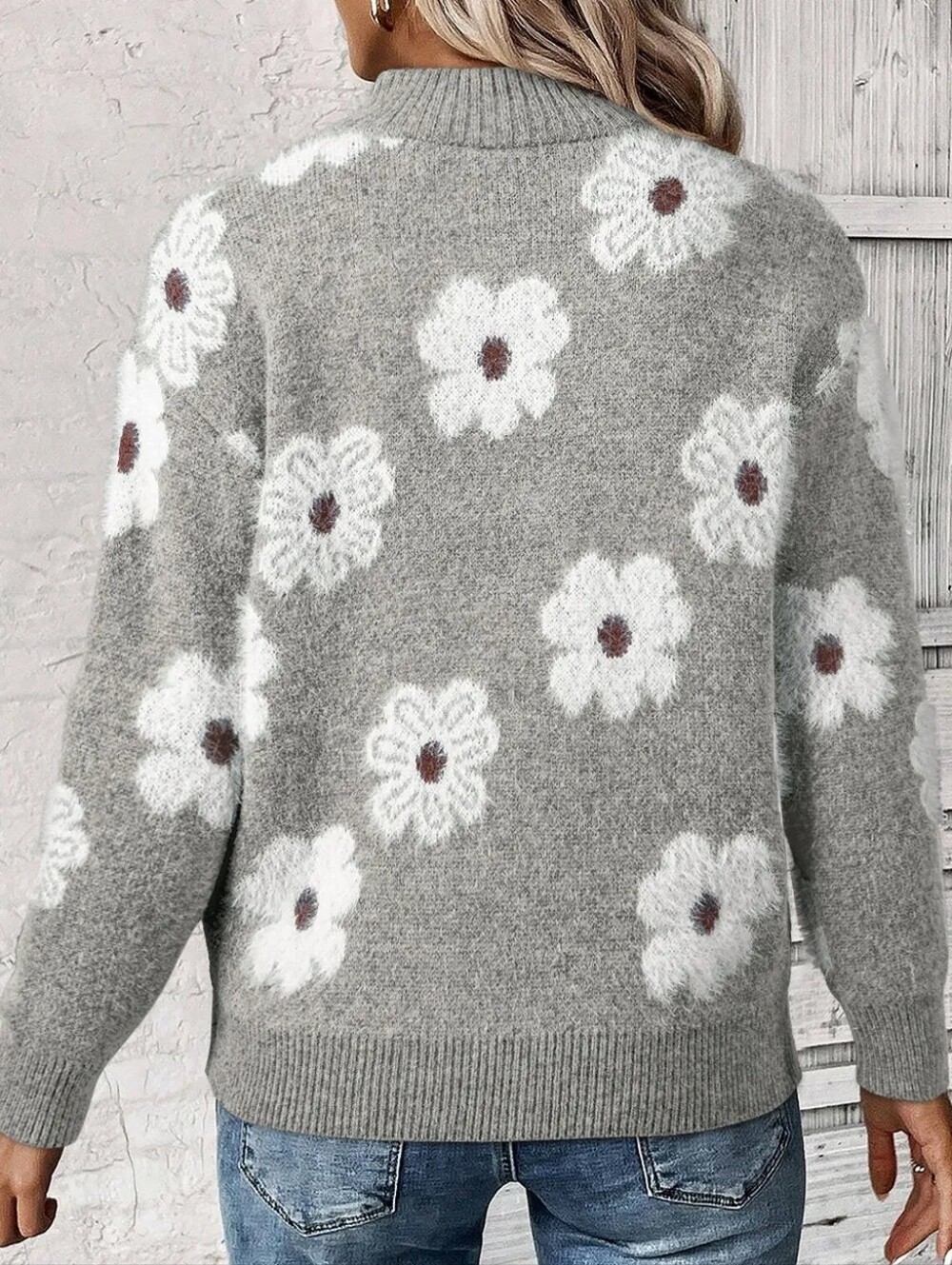 Wildflower Half Zip Pullover - Gray - Picture 3 of 5